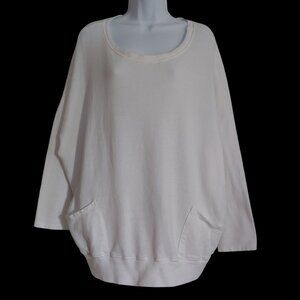 CP Shades White French Terry Oversize Soft White Beach Resort Cruise Wear Top L